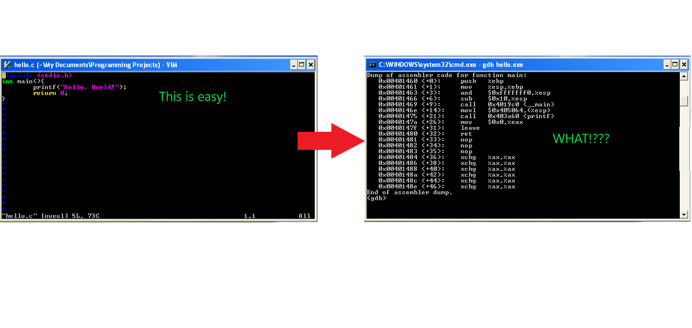 Disassembling Hello World!