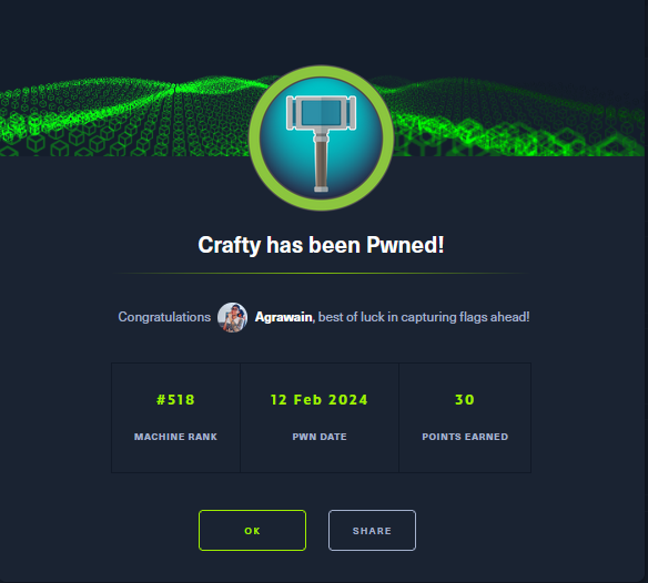 Crafty | HTB PWNED | WRITE UP