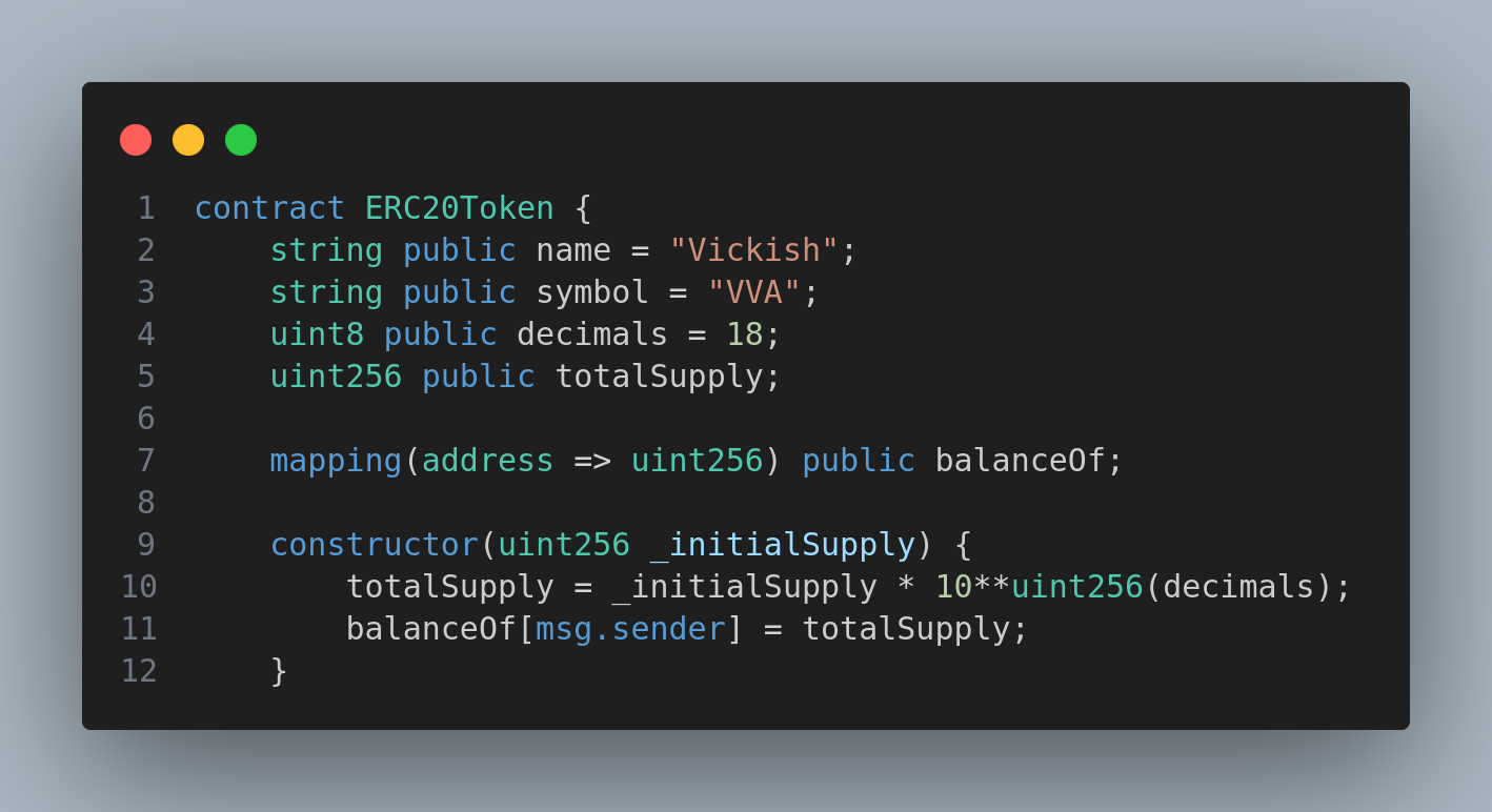 An ERC20 Token Contract