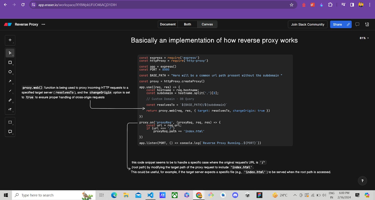 Implementation of Reverse Proxy in Node js