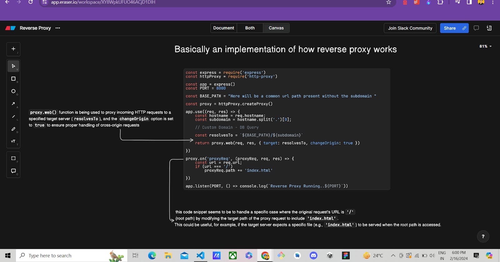Implementation of Reverse Proxy in Node js
