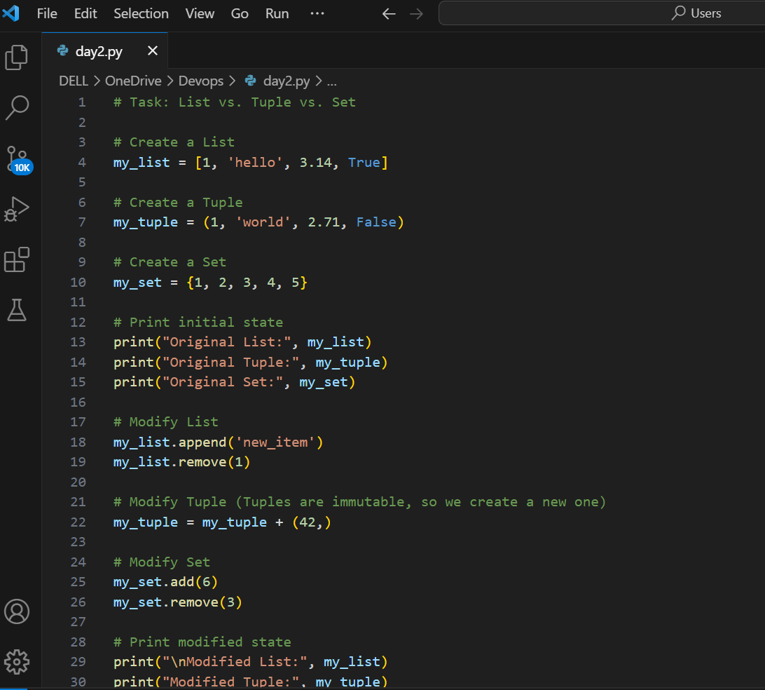 Python Data Types📟 and Data Structures 💾for DevOps♾️