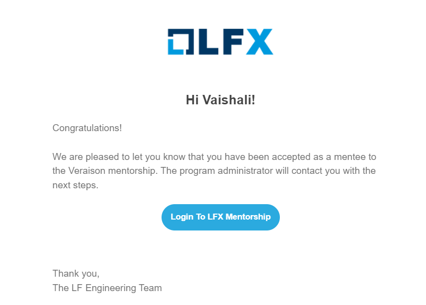 LFX Acceptance Mail