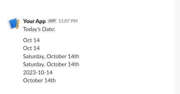 Slack Date Formatting