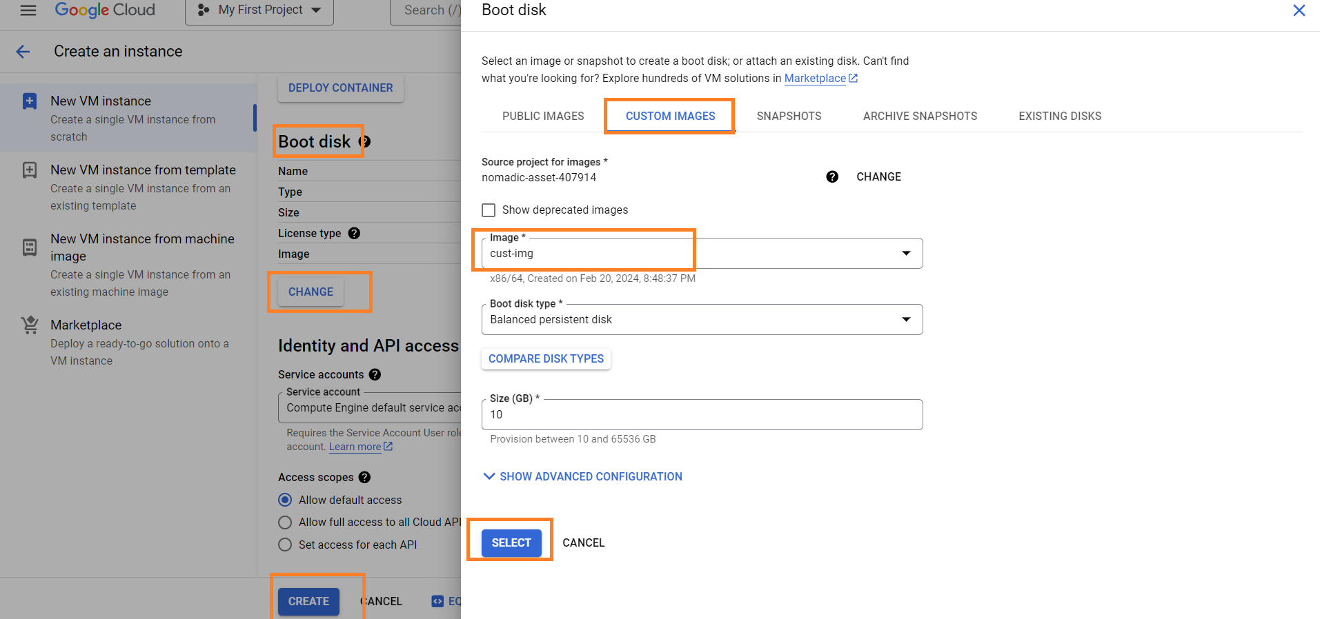 Images, machine image and custom image in GCP