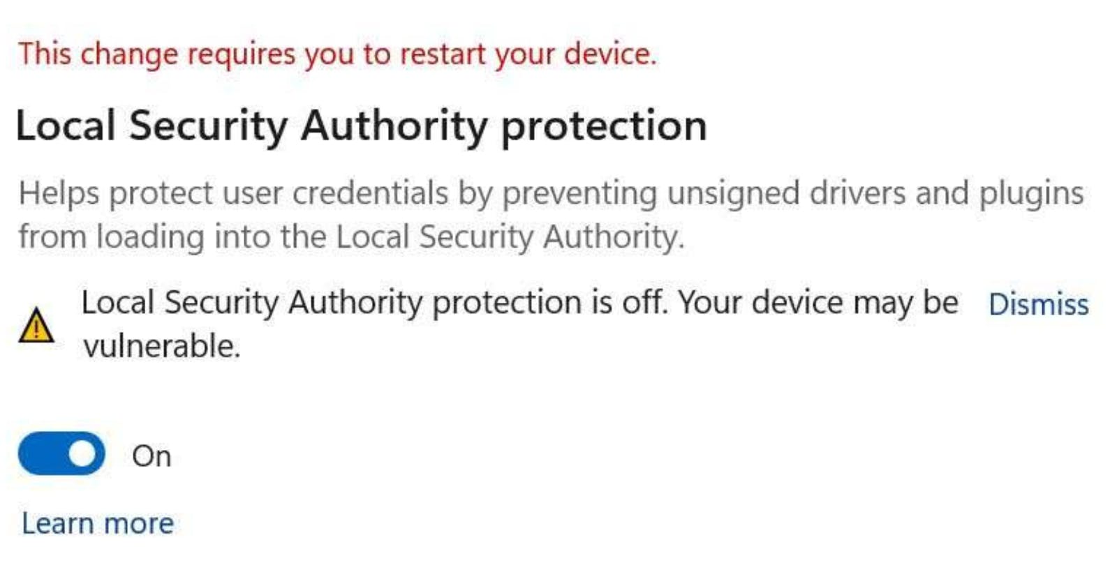 How to Dismiss “Local Security Authority Protection Is Off” in Windows 11