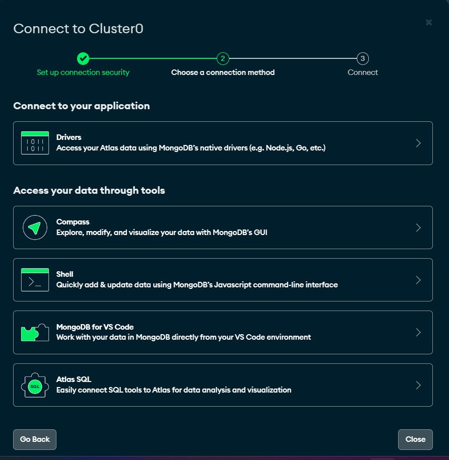 Connect to Cluster Popup
