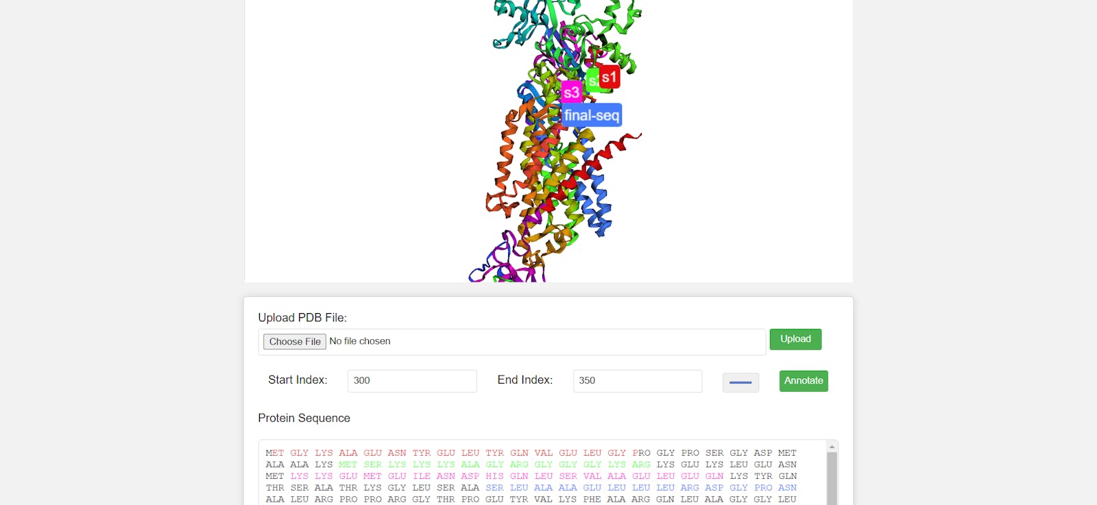 Visualizing and Annotating Protein Structures in 3D with JavaScript: 3DMol
