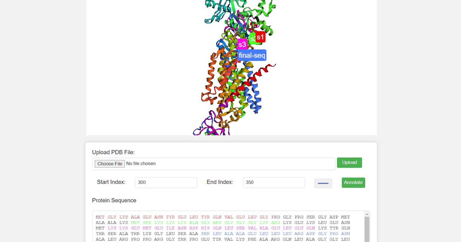 Visualizing and Annotating Protein Structures in 3D with JavaScript: 3DMol