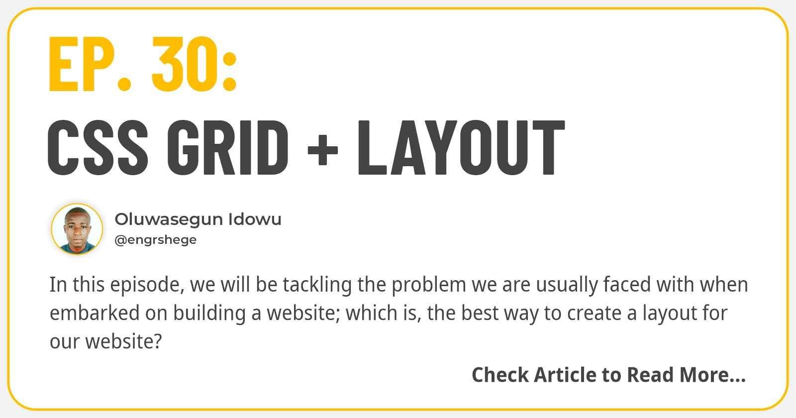 Ep. 30: CSS Grid + Layout