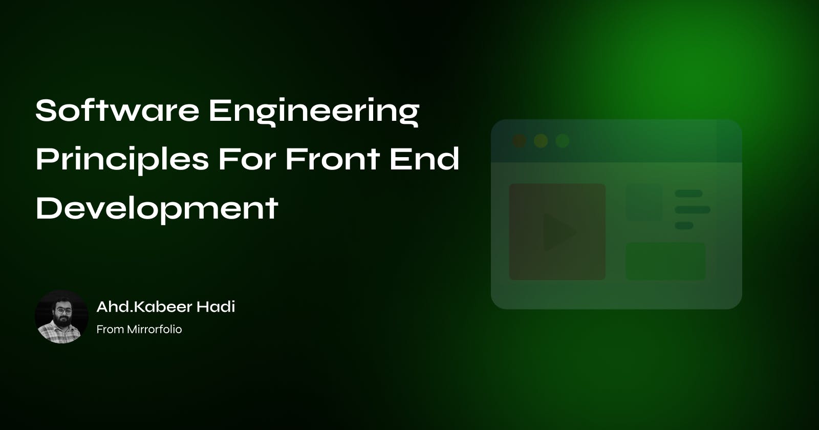 Software Engineering Principles For Front End Development