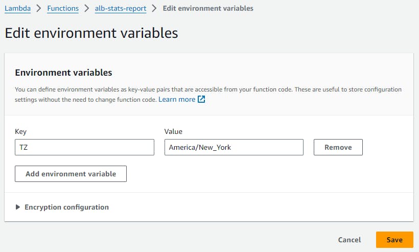 Setting the TZ environment variable in the AWS Management Console