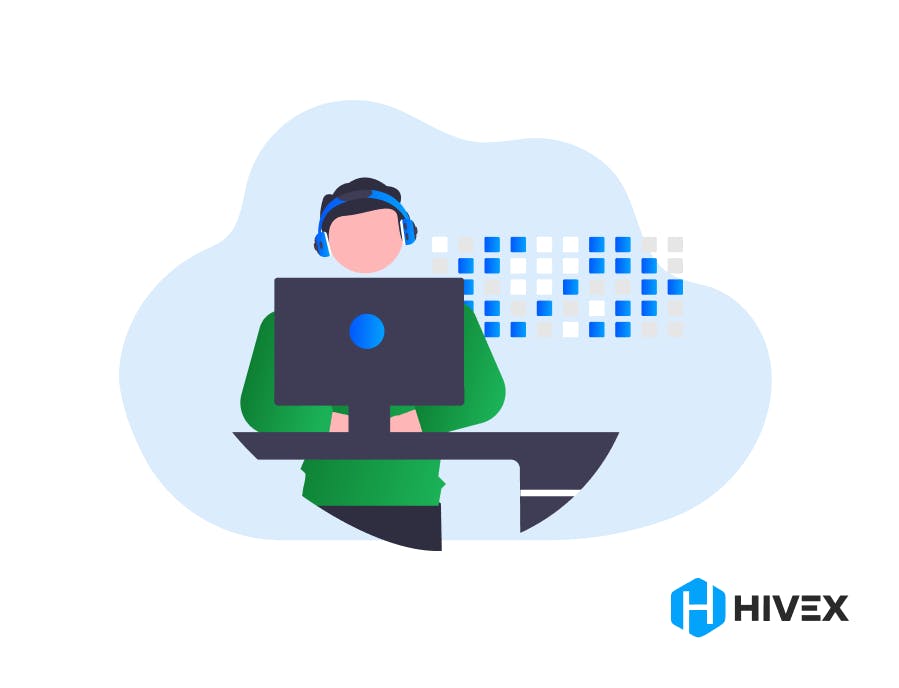 AI Engineer Job Description: An AI engineer coding on a laptop with digital data streams, representing expertise in machine learning, next to the HIVEX logo.