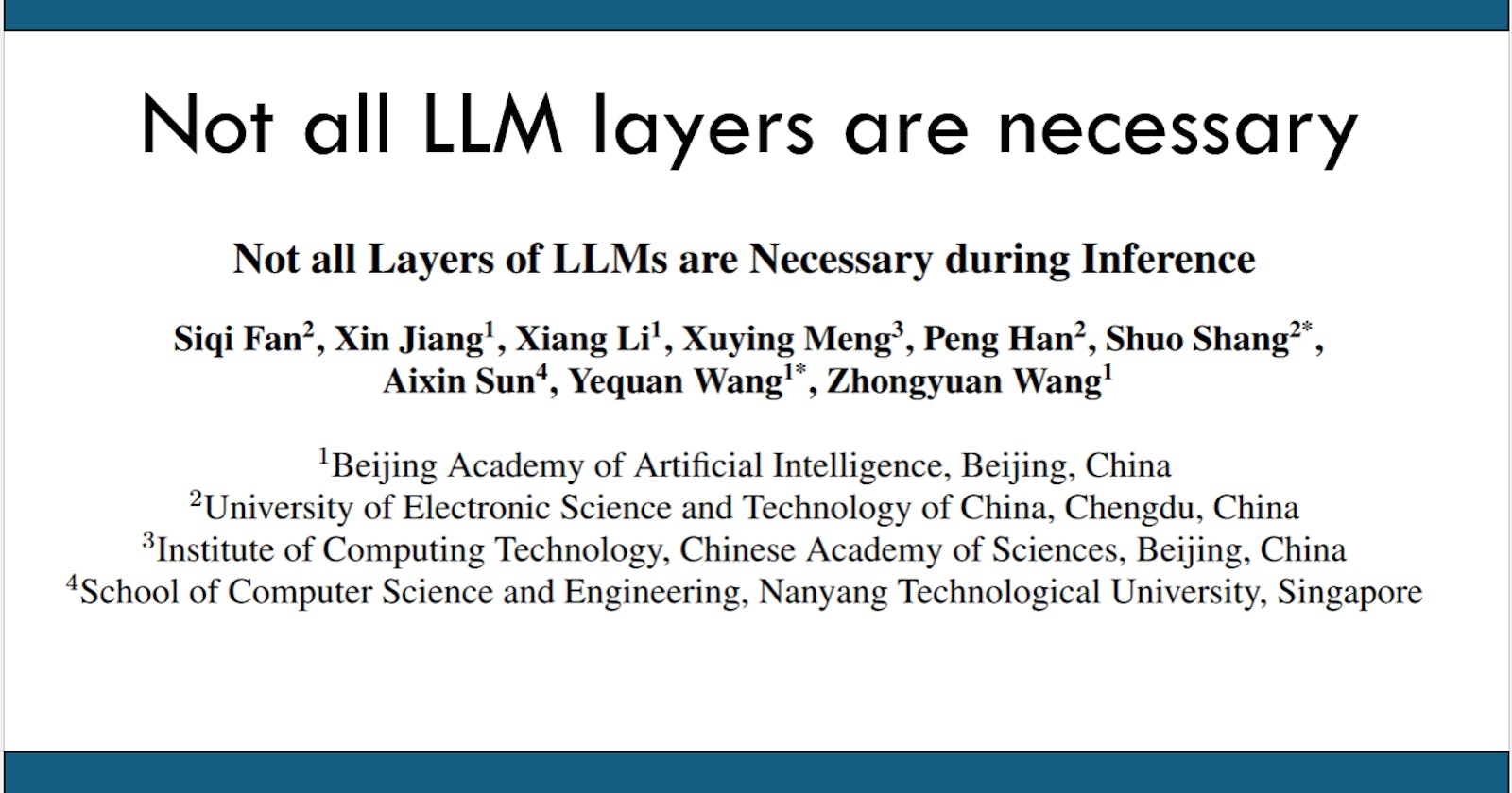 Not all Layers of LLMs are Necessary during Inference (Short Summary)
