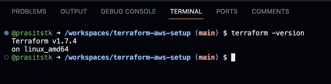 Show Terraform CLI version on Terminal tab of the Codespace UI.