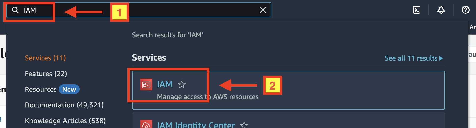 Navigate to IAM Dashboard from AWS console.