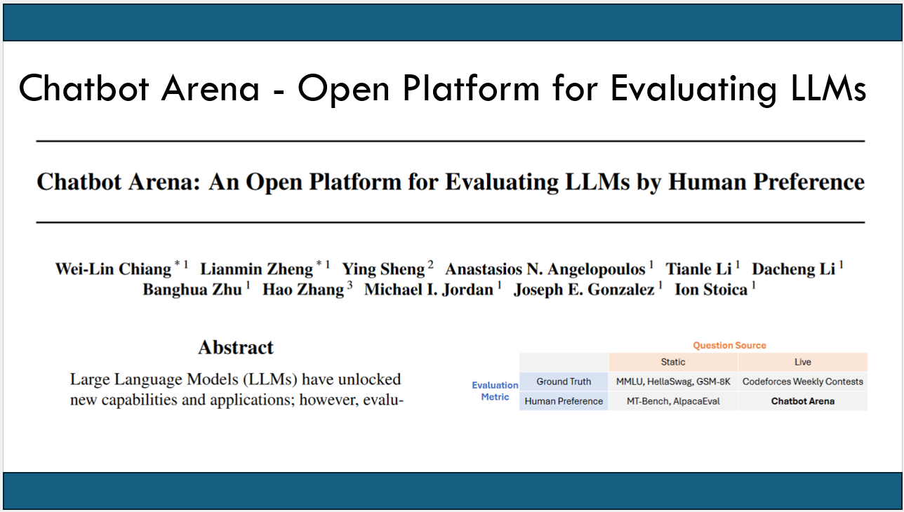 Chatbot Arena: An Open Platform For Evaluating LLMs By Human Preferenc