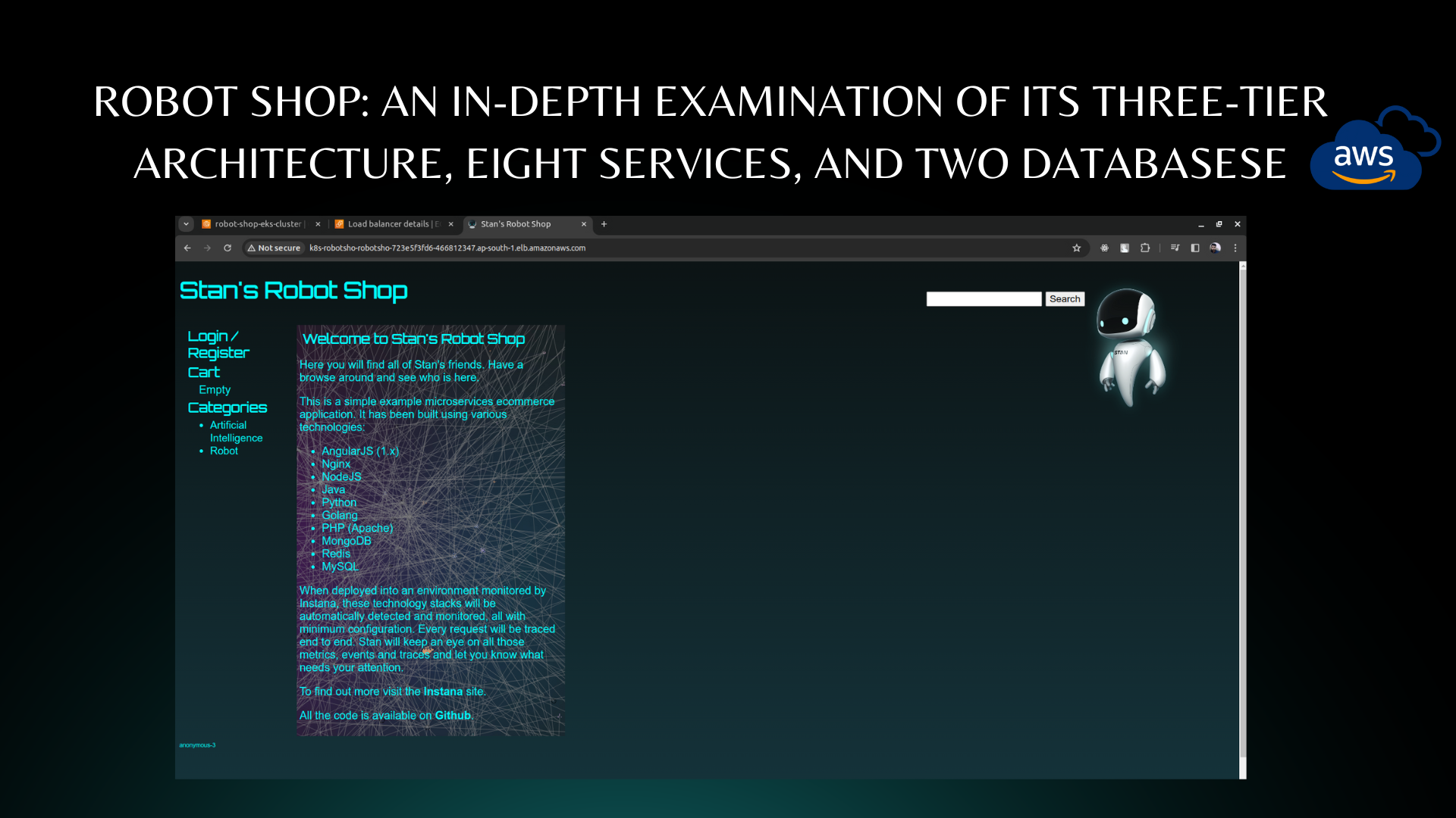 Robot Shop: An In-Depth Examination of Its Three-Tier Architecture, Eight Services, and Two Databases