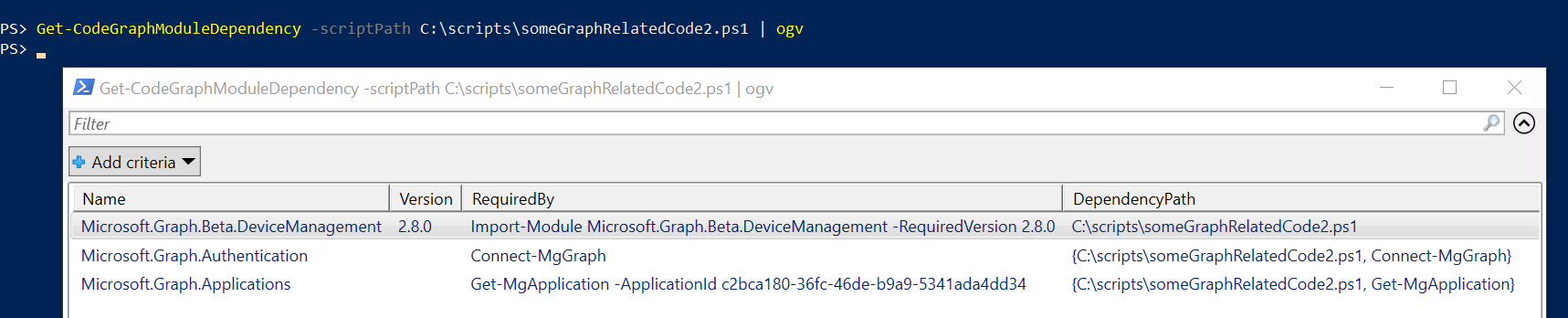 How to get all Graph PowerShell SDK modules required to run selected code using PowerShell