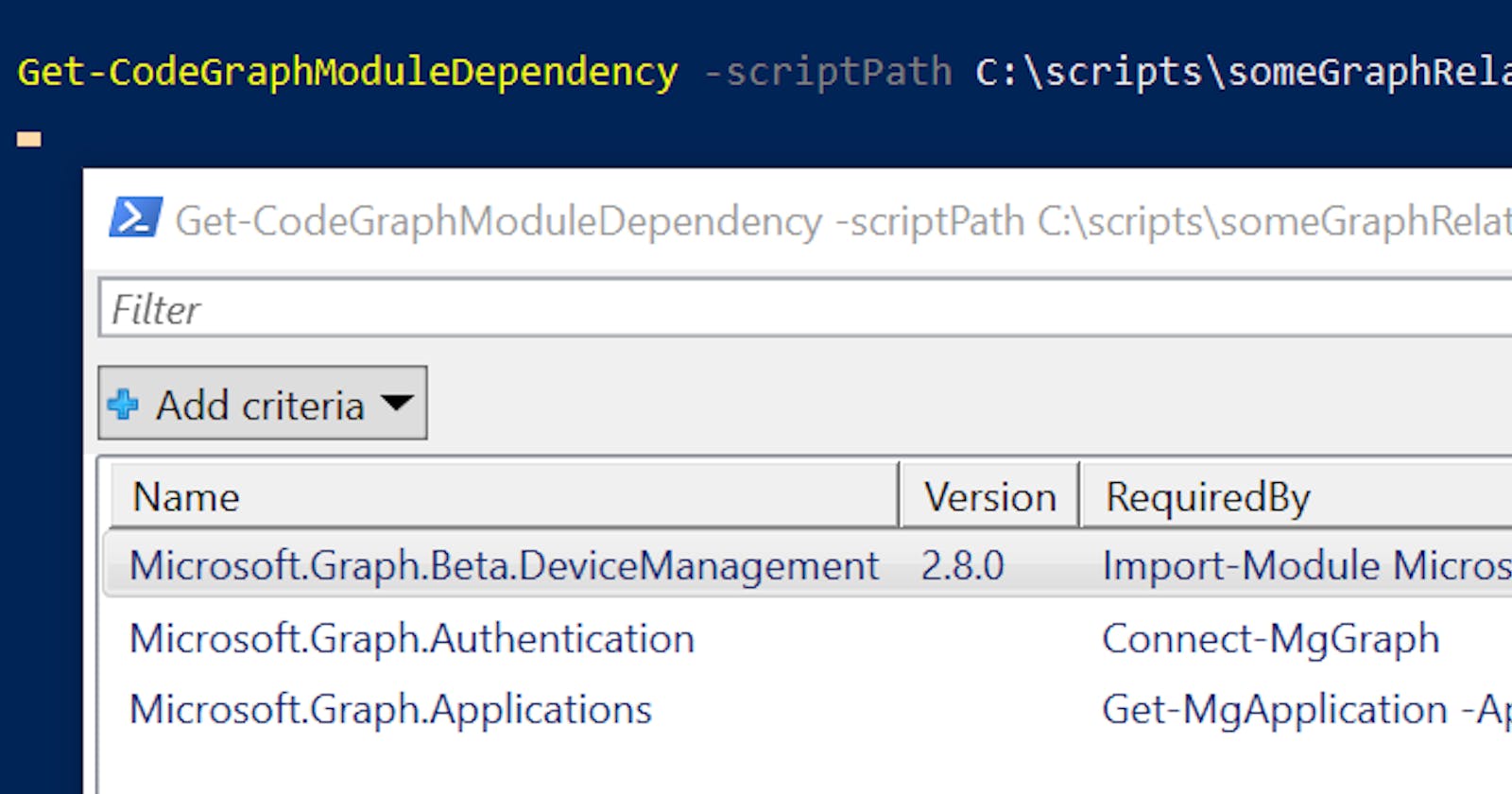 How to get all Graph PowerShell SDK modules required to run selected code using PowerShell