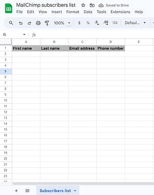 Google Sheets spreadsheet