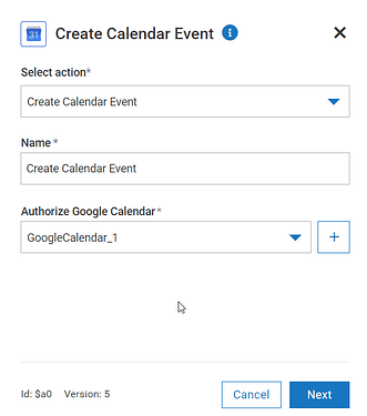 Create Calendar Event