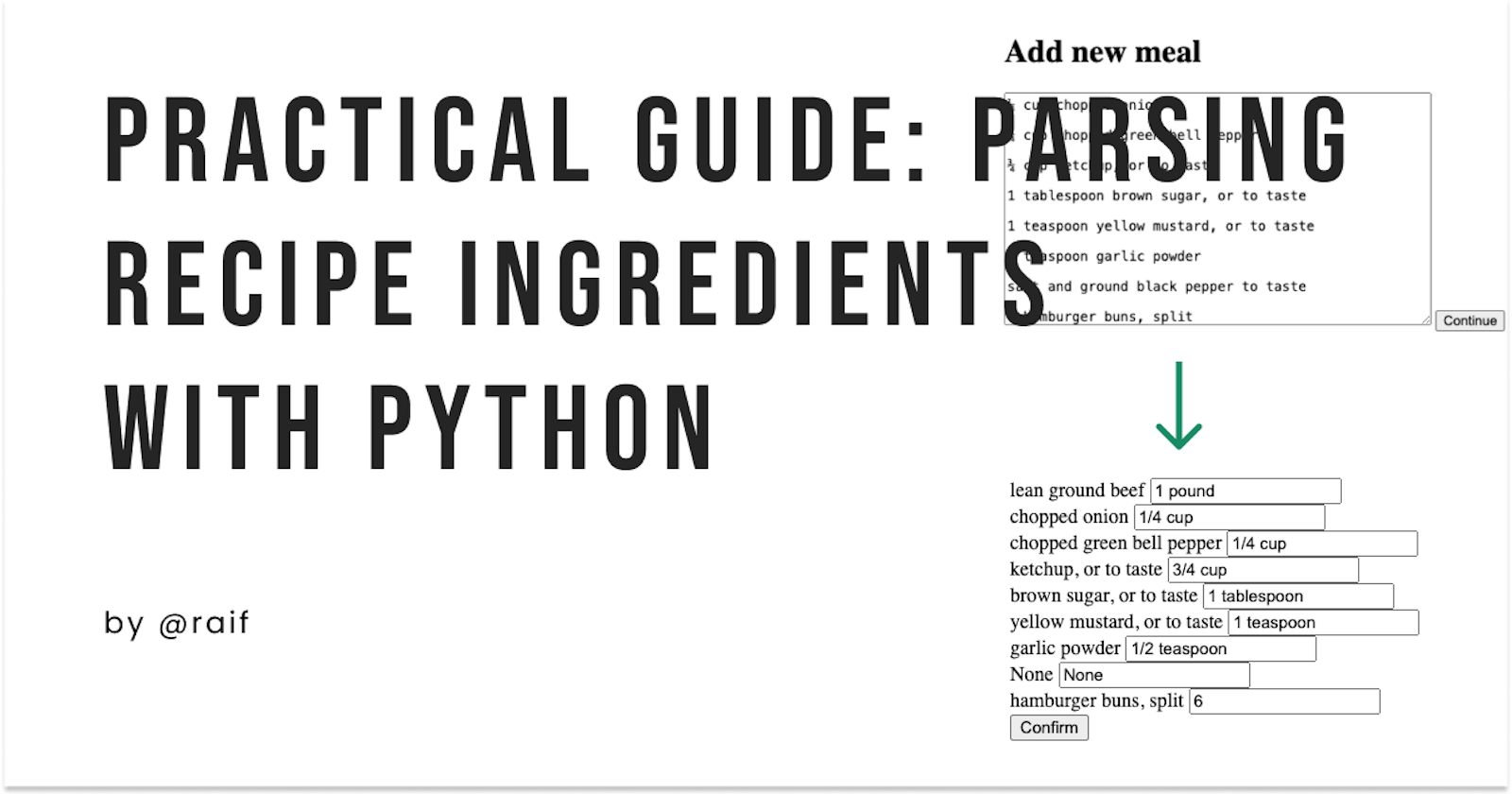 A Practical Guide to Parsing Recipe Ingredients with Python (Flask)