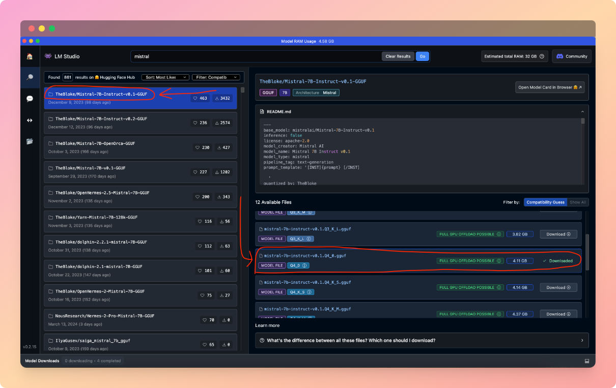 Downloading Mistral-7B model