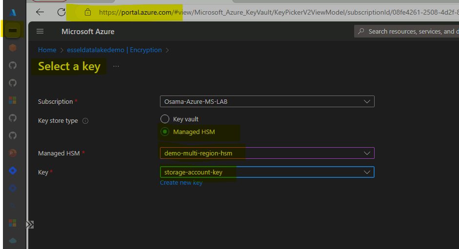 Using Azure VM users is able to configure encryption on Blob storage via Azure portal with Private managed HSM