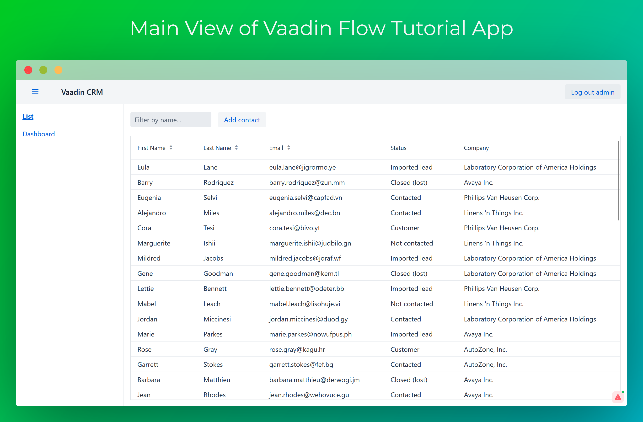 Vaadin Flow tutorial application