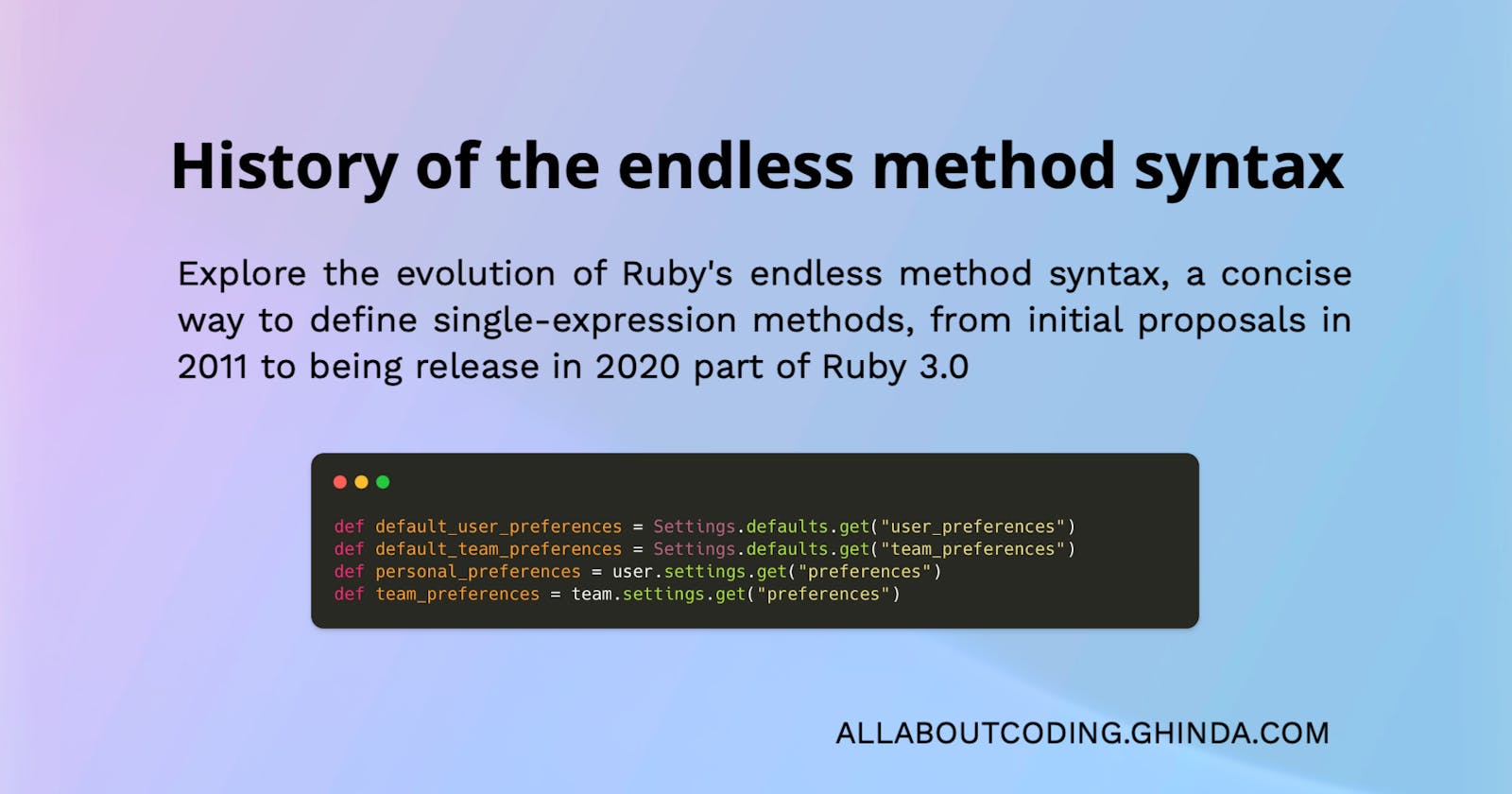 History of the endless method syntax