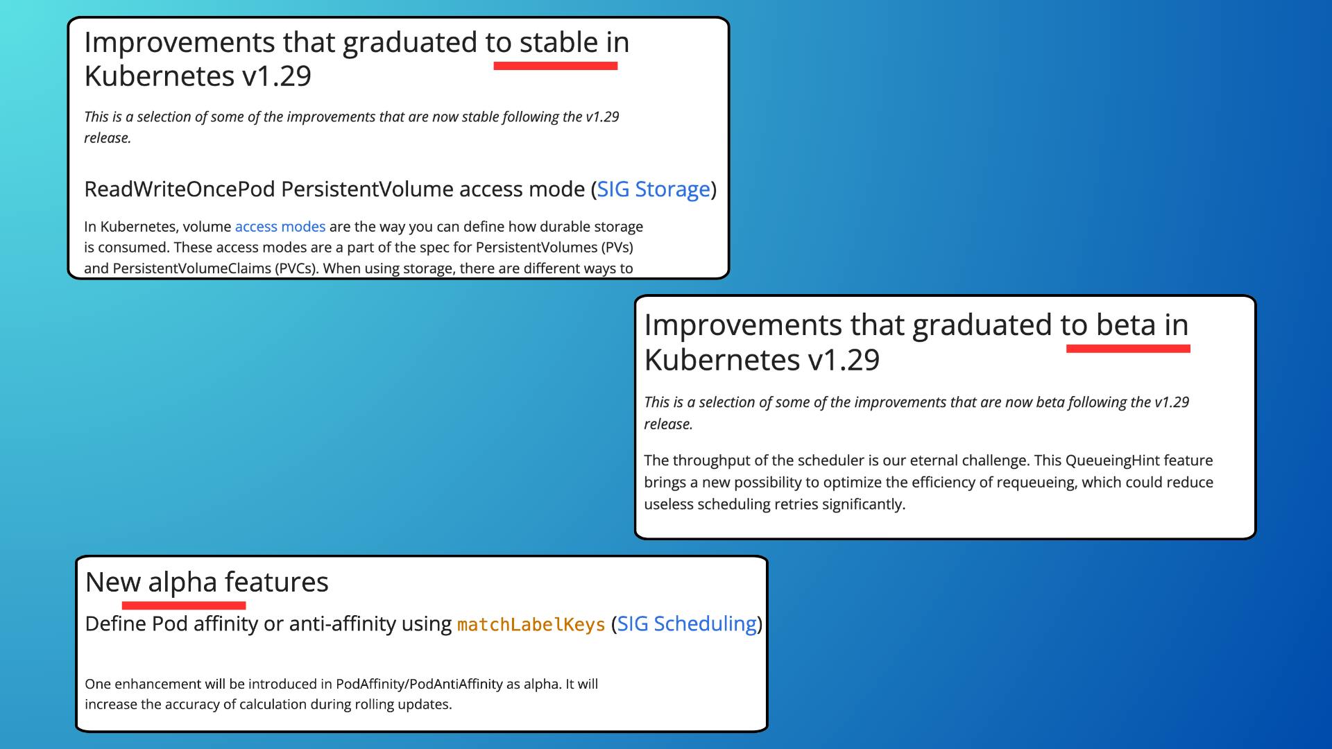 Kubernetes enhancements (stable, beta, alpha)