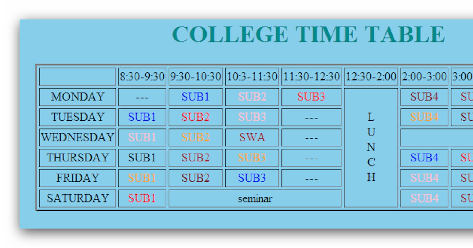College Time Table