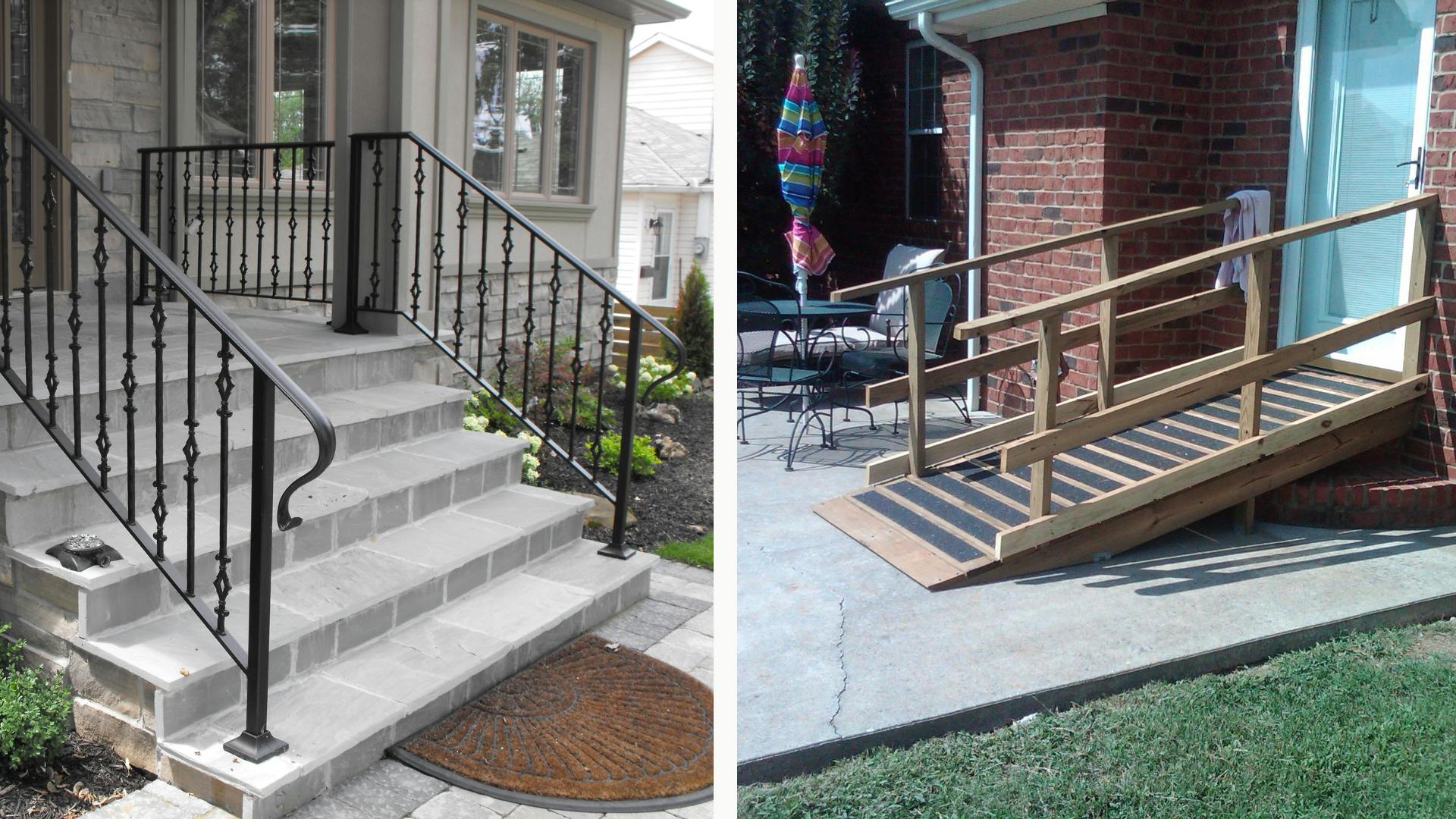 An image showing the contrast between two stairs - with the right one being inclusive in nature