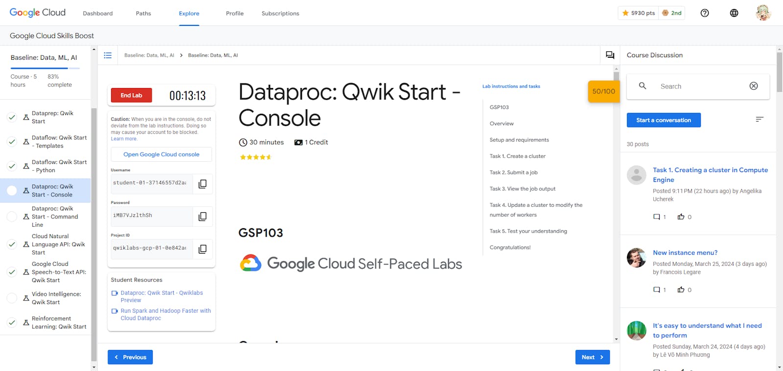Dataproc: Qwik Start - Console