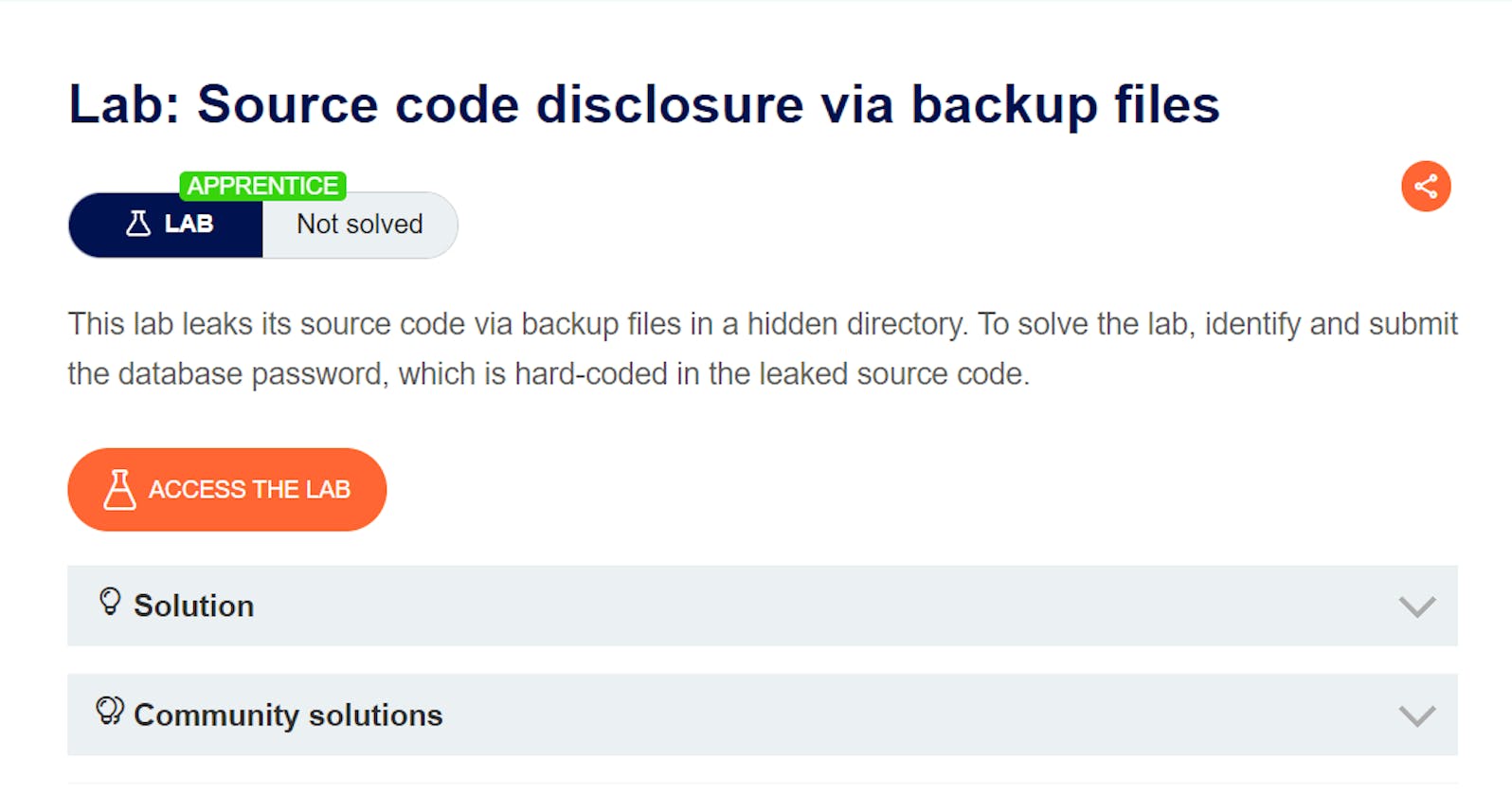 Solution lab: Source code disclosure via backup file