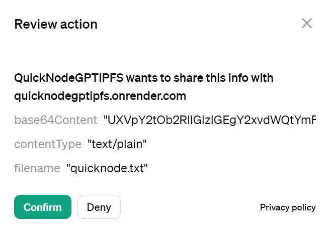 QuickNode gpt action values related to search content
