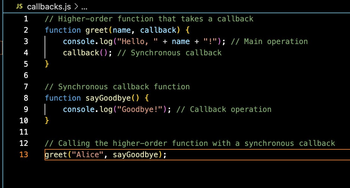 simple example to illustrate synchronous callbacks