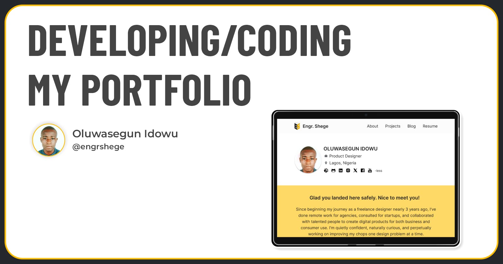 Developing/Coding My Portfolio Website