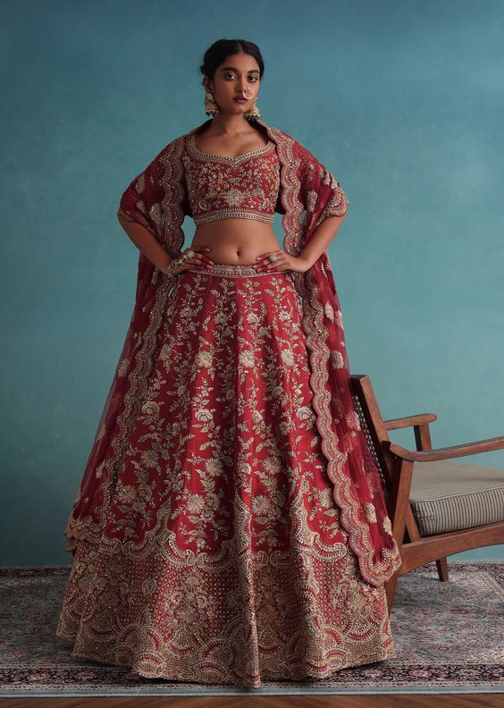Gilded Grace: Opulent Bridal Lehengas Embellished with Intricate Details