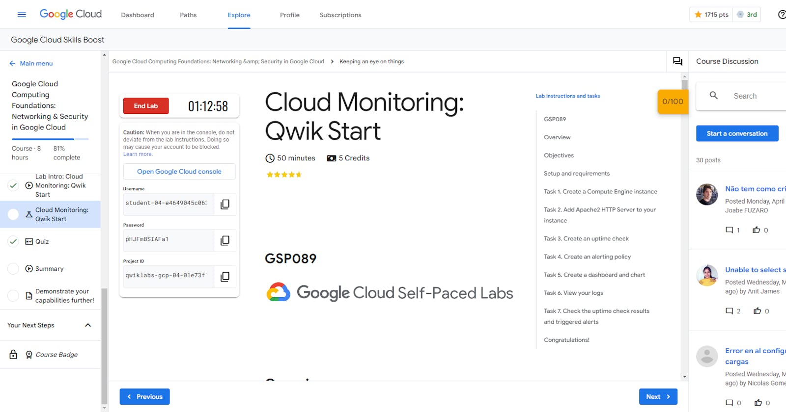 Cloud Monitoring: Qwik Start - GSP089
