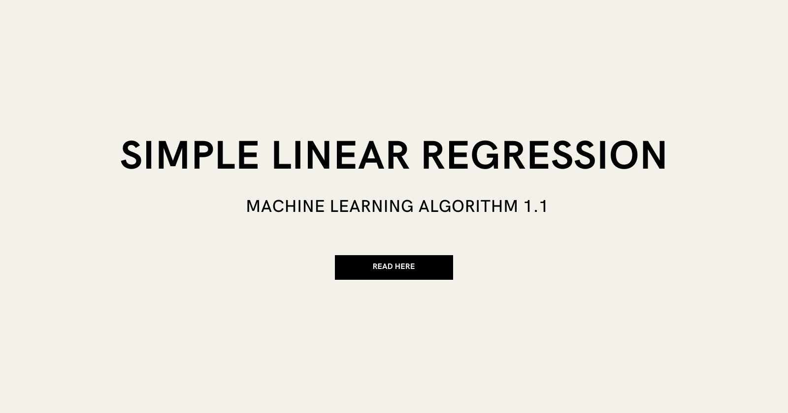 Linear Regression: As simple as it is