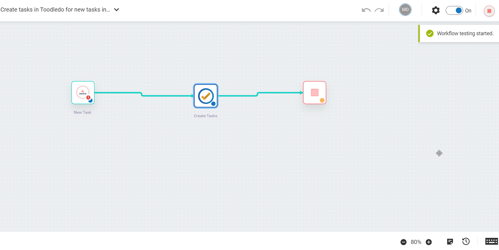 Sync Asana, Google Tasks and Toodledo tasks using webMethods.io Integration