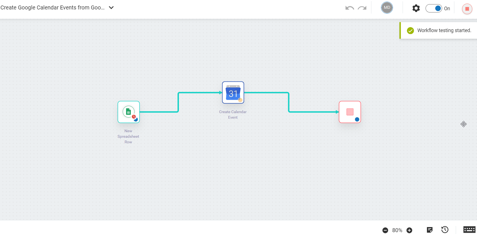 Create Google Calendar events from Google Sheets with webMethods.io Integration