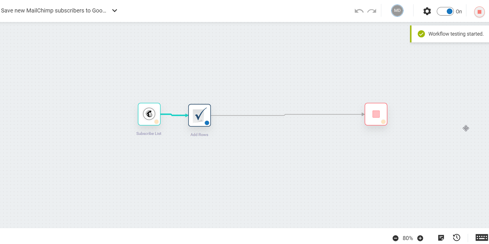 Connect Mailchimp with Google Sheets/Excel Online or Smartsheet using webMethods.io Integration