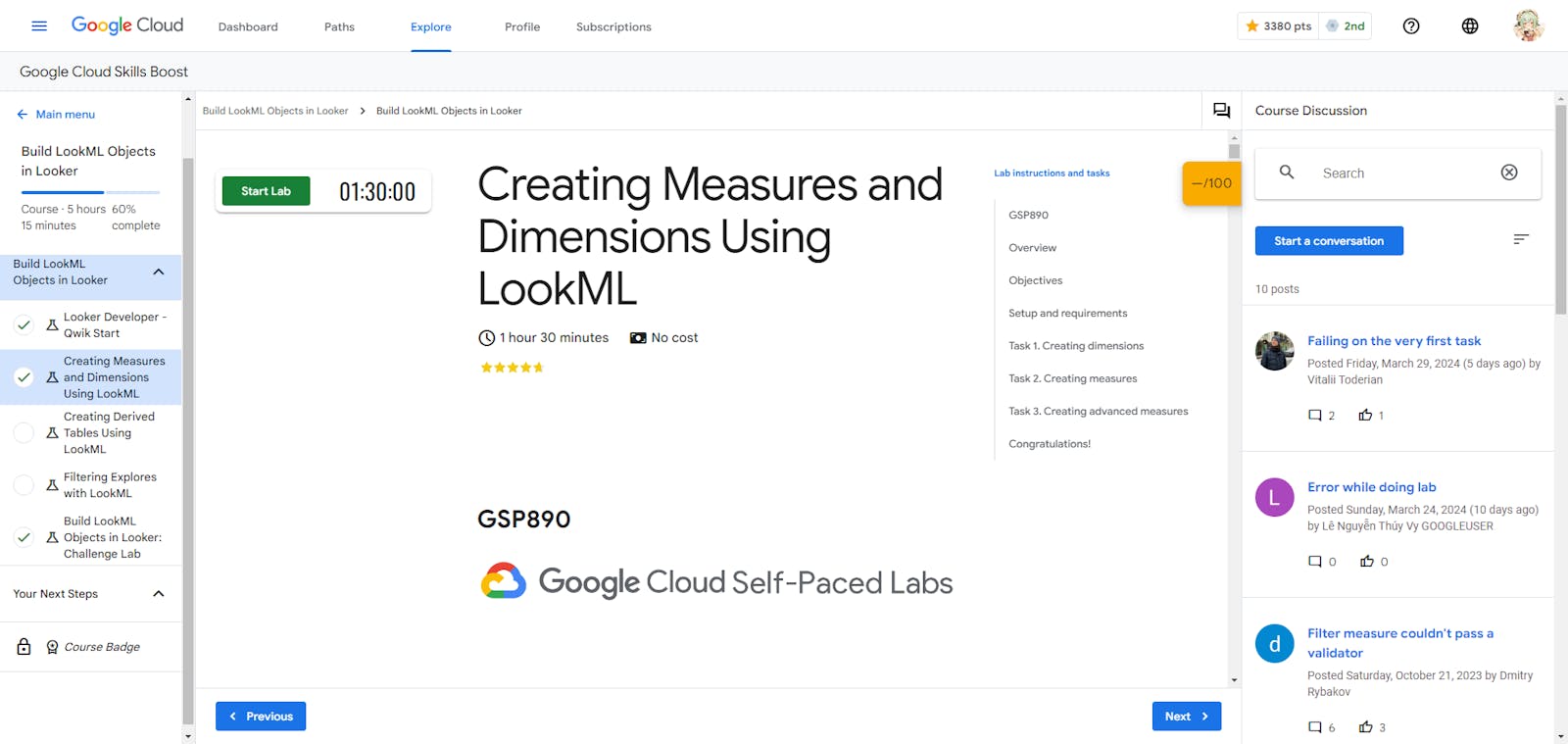 Creating Measures and Dimensions Using LookML - GSP890