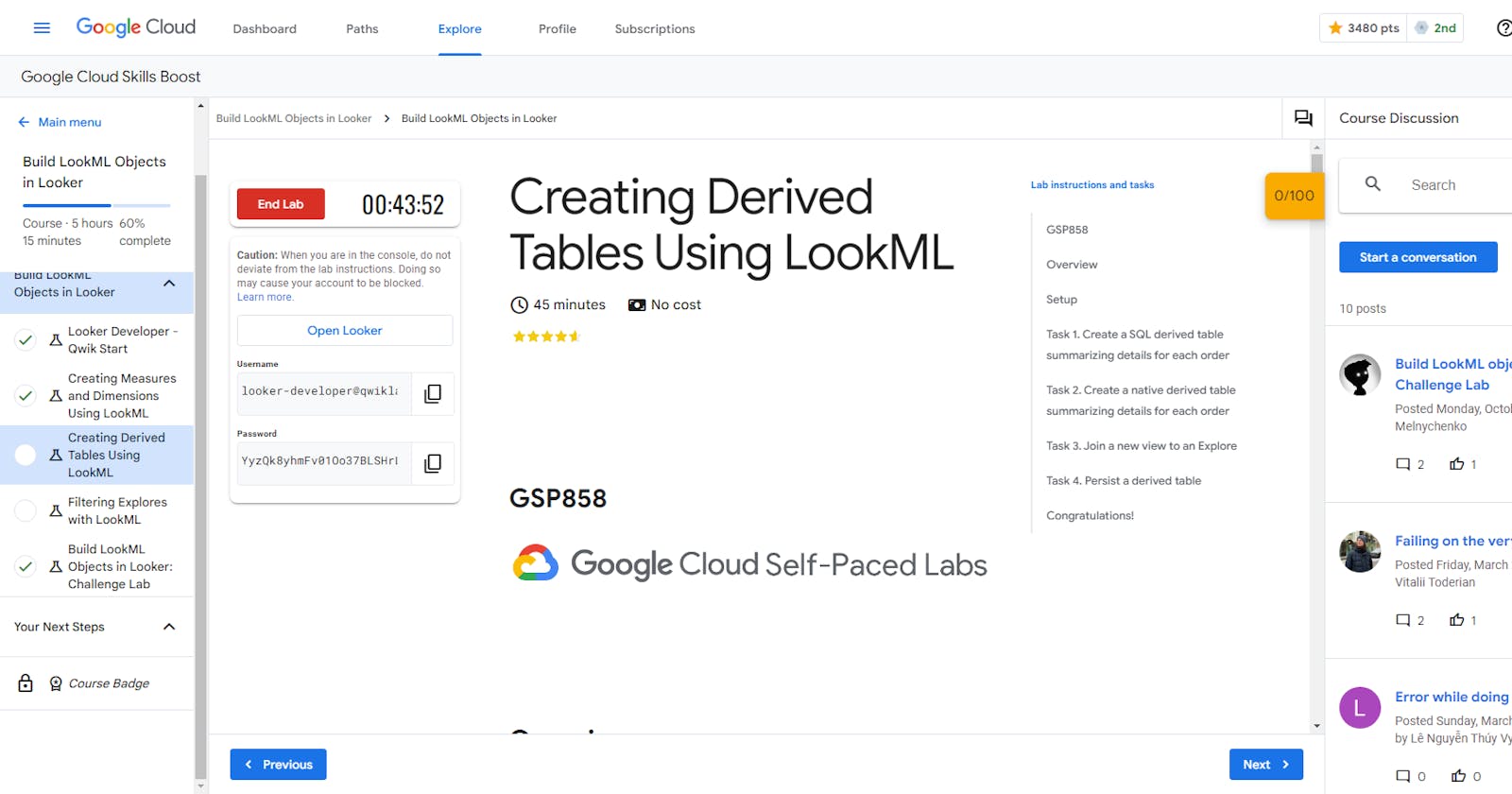 Creating Derived Tables Using LookML - GSP858