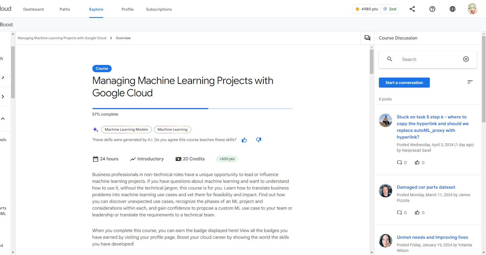 Managing Machine Learning Projects with Google Cloud - Quiz