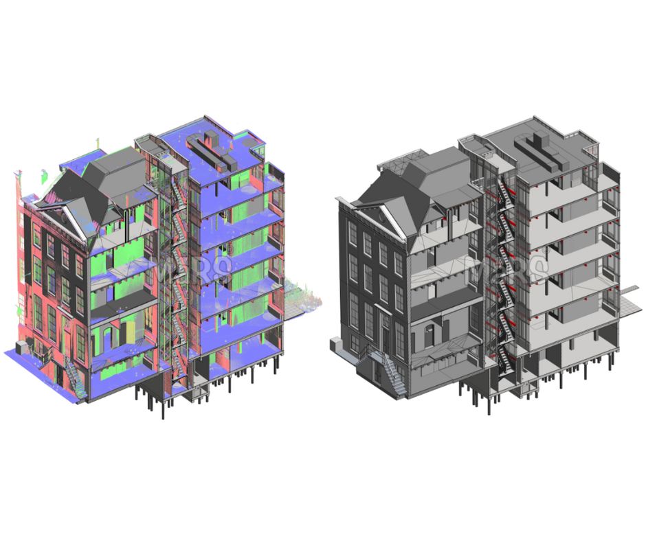 How to effectively register multiple scans to create a complete building representation?