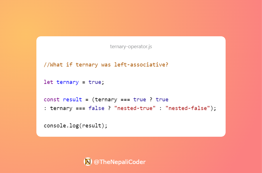 I learned how Right associative works in conditional chains in JavaScript.